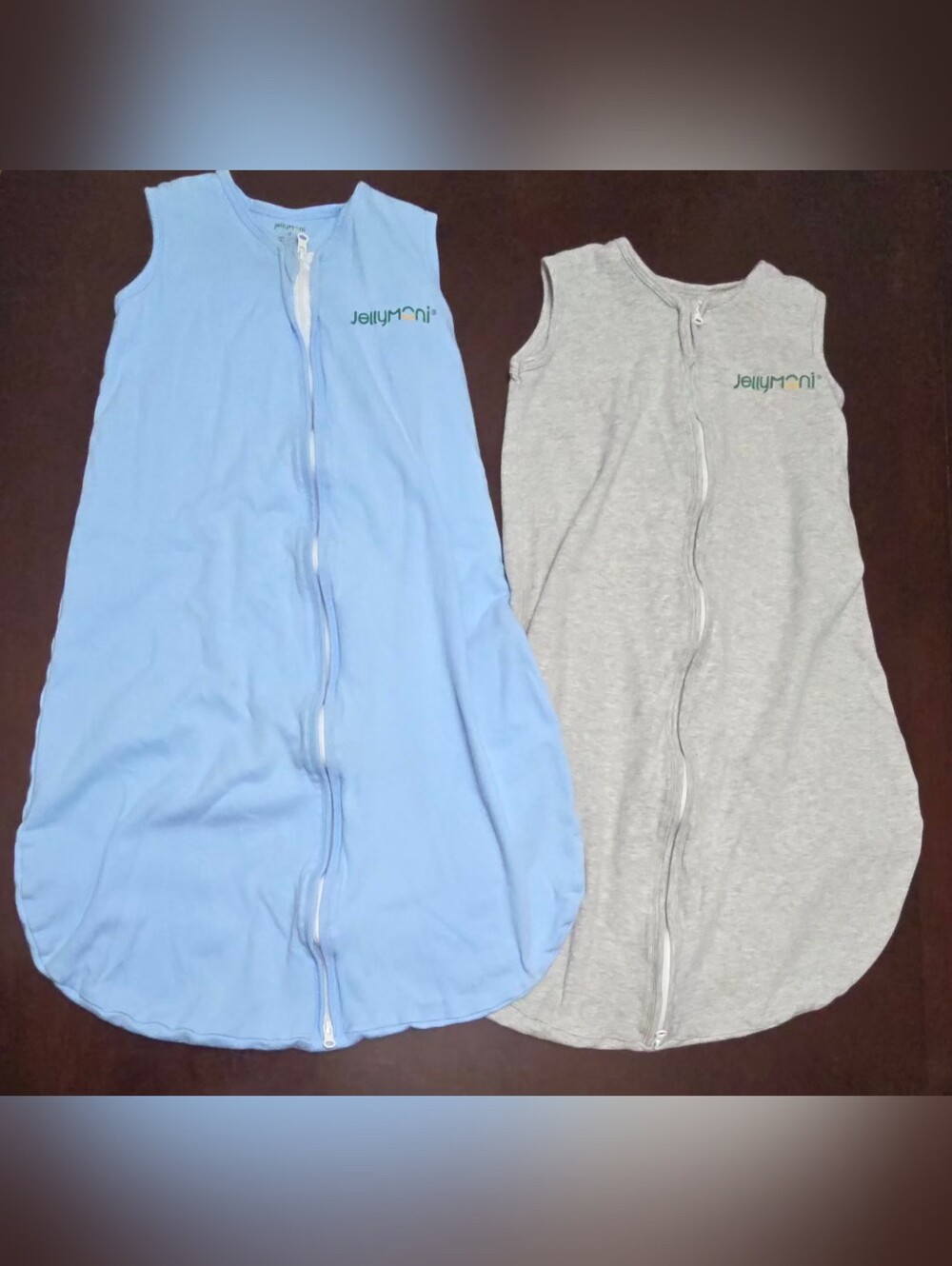 Jellymoni Medium Blue and Gray Kids Sleeveless Zip Sleep Sacks Size 6-12m